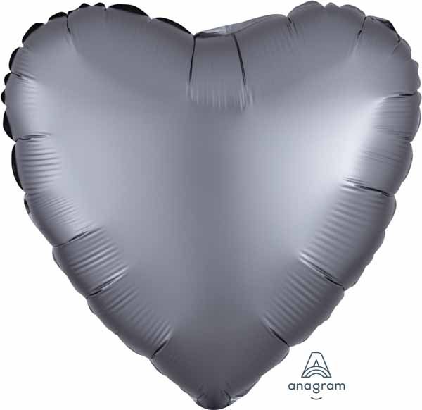 18&quot; Heart Graphite Satin Luxe