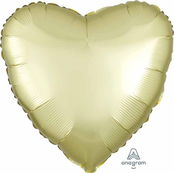 18&quot; Heart Pastel Yellow Satin Luxe