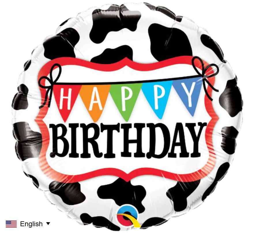18" Cow Print with Banner 'Happy Birthday' Mylar Balloon