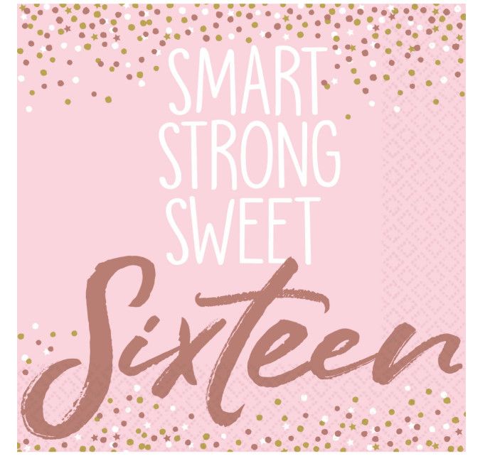 Sweet 16 Beverage Napkins, 16ct