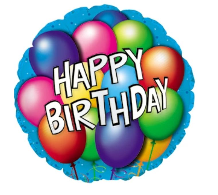 18" Blue Round Happy Birthday Balloon with Balloons