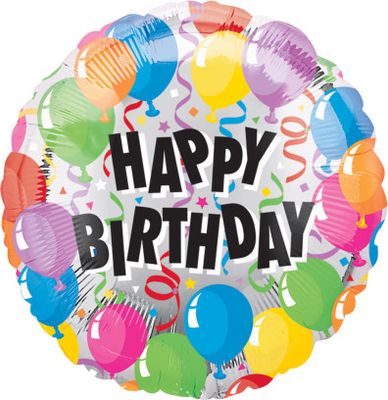 18" Happy Birthday Round Mylar Balloon Print