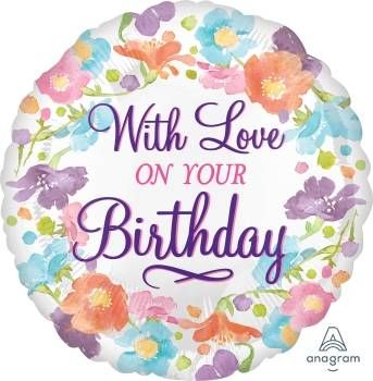 18&quot; With Love on your Birthday Mylar Balloon