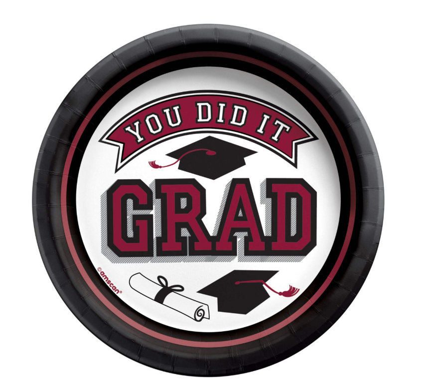Burgundy Congrats Grad! 6.75&quot; Plate, 20ct