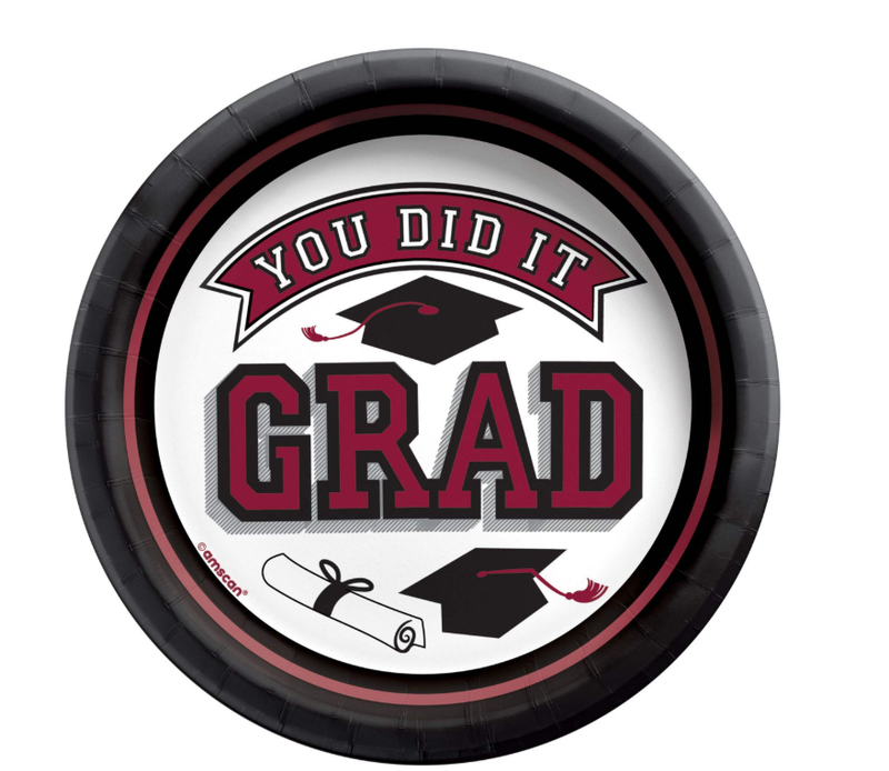 Burgundy Congrats Grad! 6.75&quot; Plate, 20ct