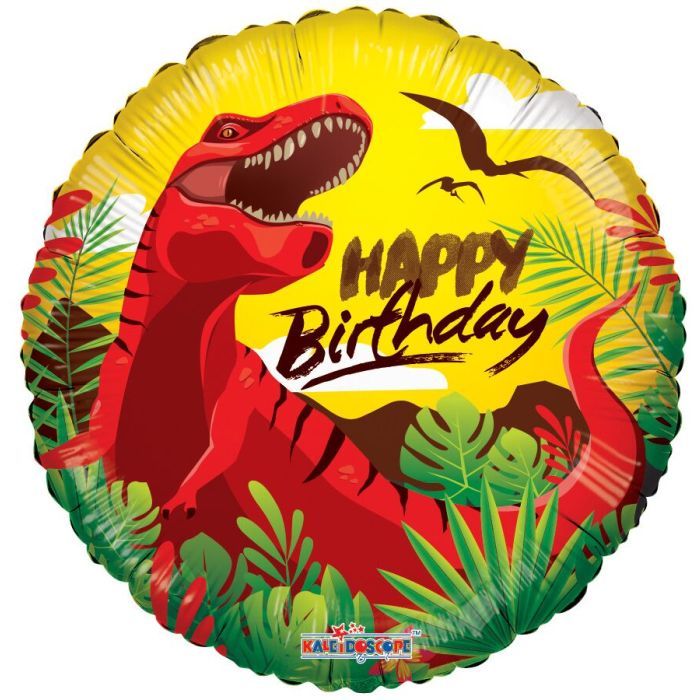 18" Happy Birthday Dino Mylar Balloon