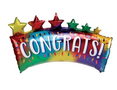 34&quot; Giant Congrats! Rainbow Colored Mylar Balloon