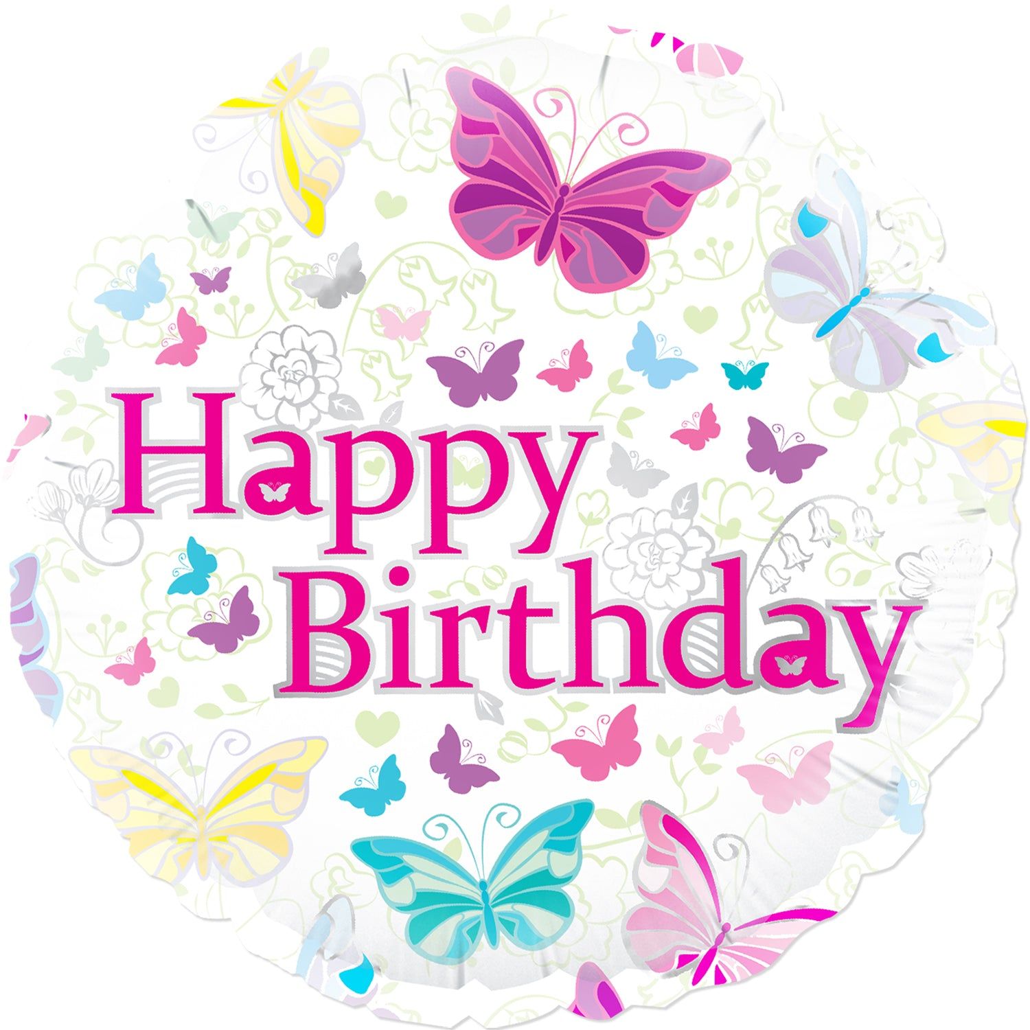 18&quot; Butterfly Happy Birthday Mylar Balloon