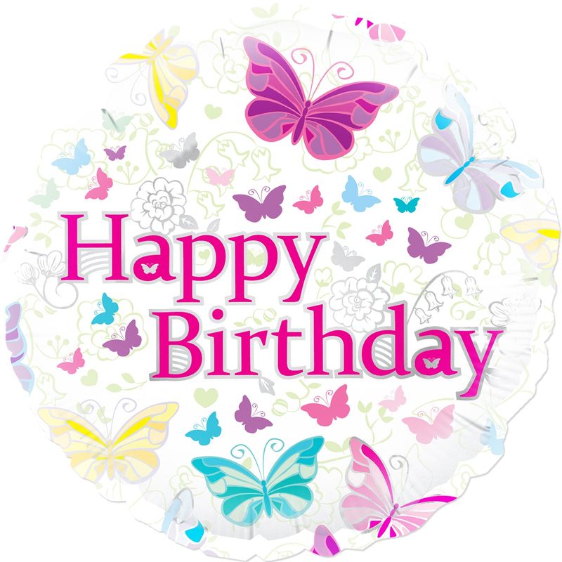 18&quot; Butterfly Happy Birthday Mylar Balloon