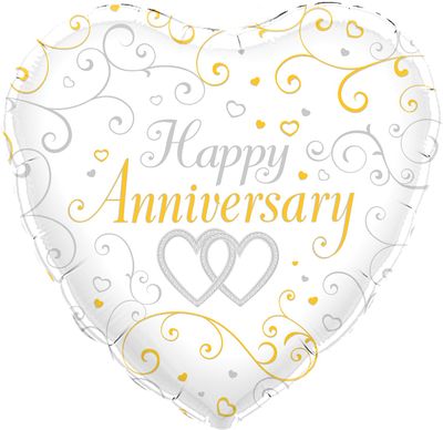 18" Happy Anniversary Oaktree Foil Balloon