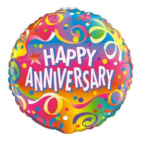 18" Happy Anniversary Colorful Mylar Balloon