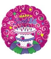 Happy Sweet 16 Cake Foil Balloon 18"