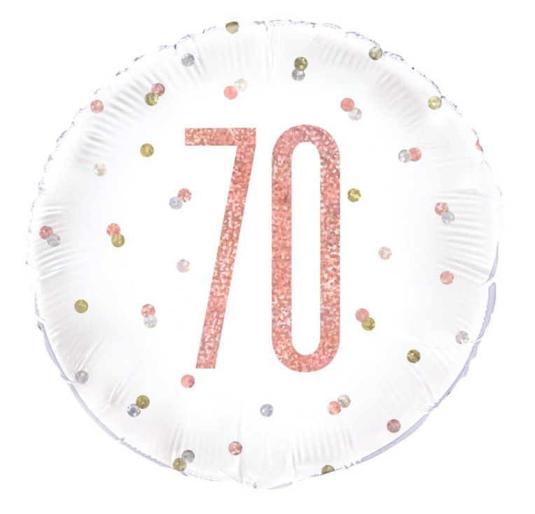 Birthday Rose Gold Glitz Number 70 Round Foil Balloon 18"