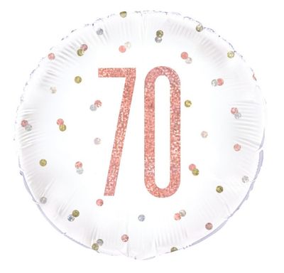 Birthday Rose Gold Glitz Number 70 Round Foil Balloon 18"