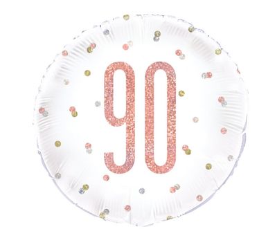 Birthday Rose Gold Glitz Number 90 Round Foil Balloon 18"