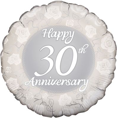 18" Happy 30th Anniversary Foil Balloon
