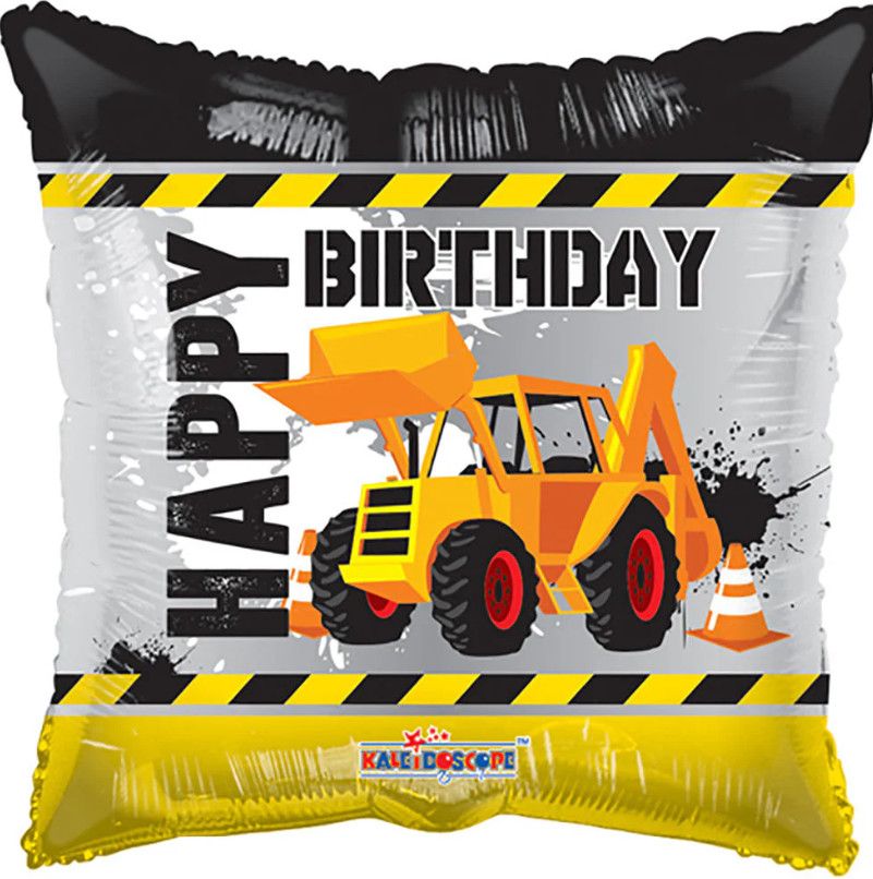 18" Under Construction Happy Birthday Mylar