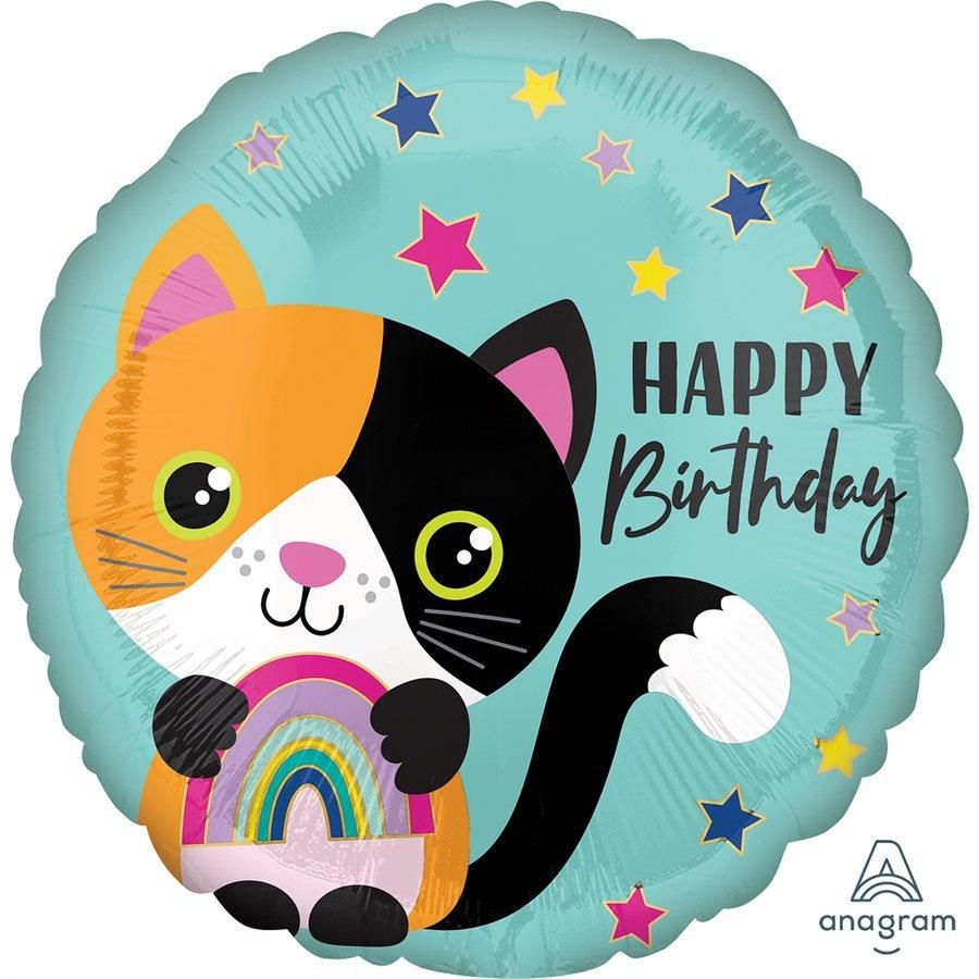 18" Cat Happy Birthday Mylar Balloon