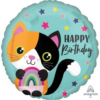 18" Cat Happy Birthday Mylar Balloon
