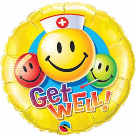 18" Get Well Happy Face Nurse Mylar Balloon