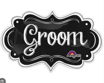 27" Groom White and Black Wedding Mylar