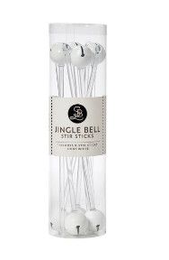 White Jingle Bell Stir Sticks, 8ct