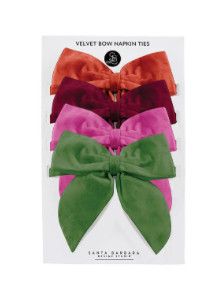 Velvet Bow Napkin Ties - Orange + Maroon + Pink + Green