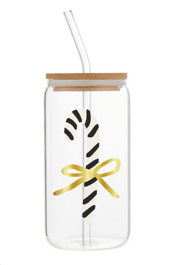 Glass Candy Cane Tumbler