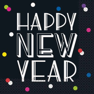 Neon Dot ‘Happy New Years’ Luncheon Napkins 16ct