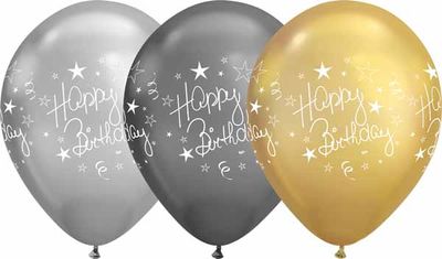 'Happy Birthday!' Script Metallic Balloons 12" Latex Singles
