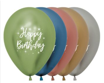 'Happy Birthday!' Metallic Script Balloons 12" Latex Singles