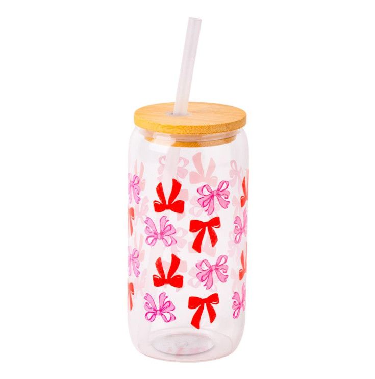 Bow Tumbler Glass W Straw