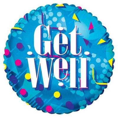 18" Blue Retro Get Well Mylar Balloon
