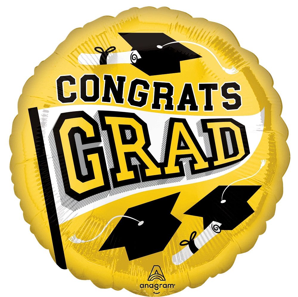 18" Yellow "Congrats Grad!" Mylar