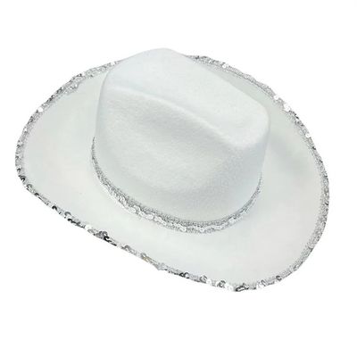 White Sequin Rimmed Cowboy Hat