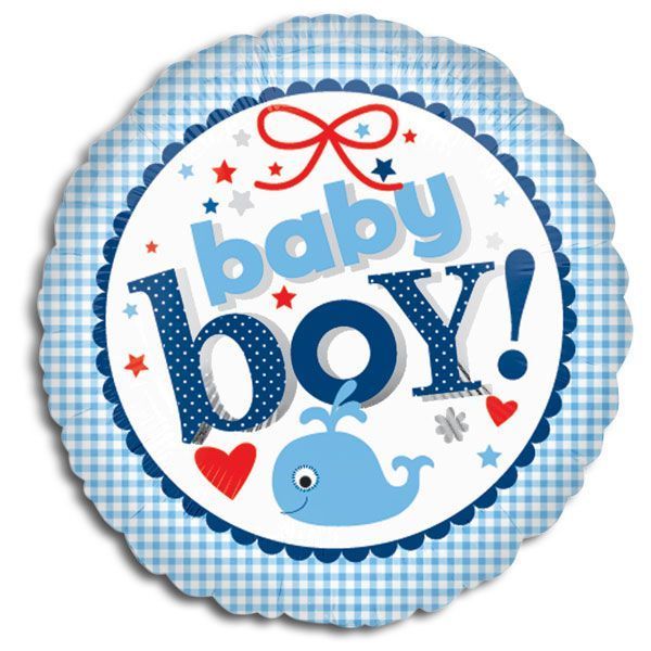 Baby Boy 18" Mylar Balloon Plaid Print