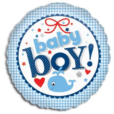 Baby Boy 18" Mylar Balloon Plaid Print