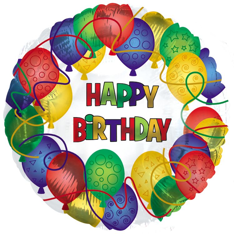 Happy Birthday Many Balloons Foil Balloon 18"