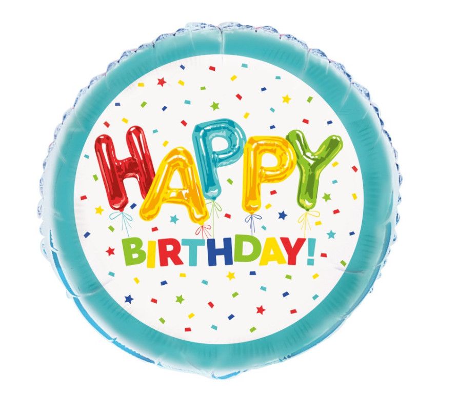 Happy Balloon Birthday Round Foil Balloon 18"