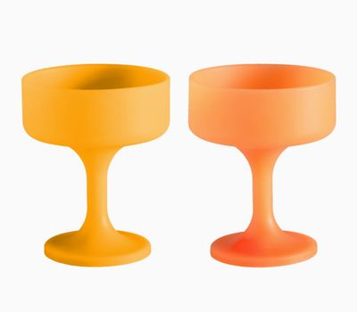Cocktail Coupe Glass Set of 2 - Porter Green Silicone Glassware - Buttermilk + Cantaloupe
