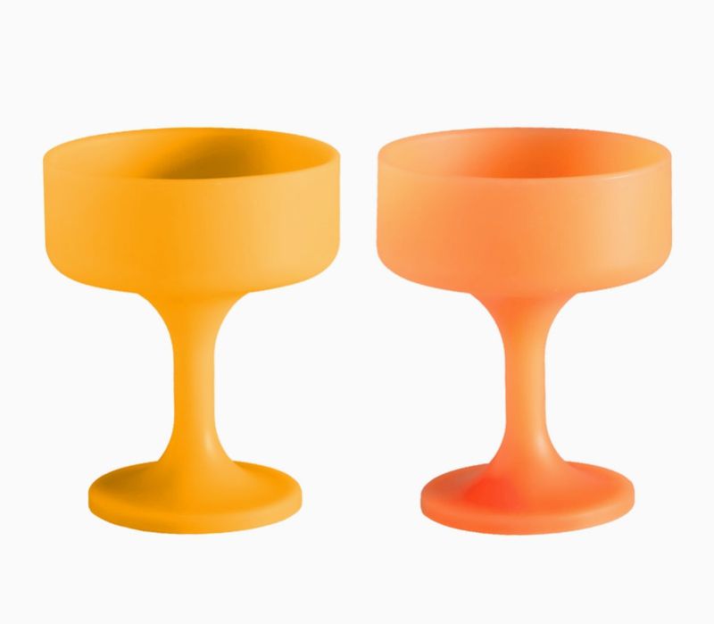 Cocktail Coupe Glass Set of 2 - Porter Green Silicone Glassware - Buttermilk + Cantaloupe
