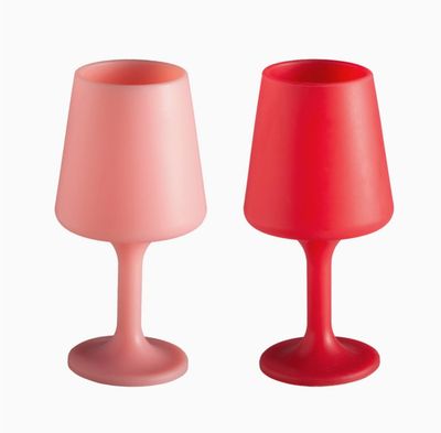 Wine Glass Set of 2 - Porter Green Silicone Glassware - Cherry + Blush