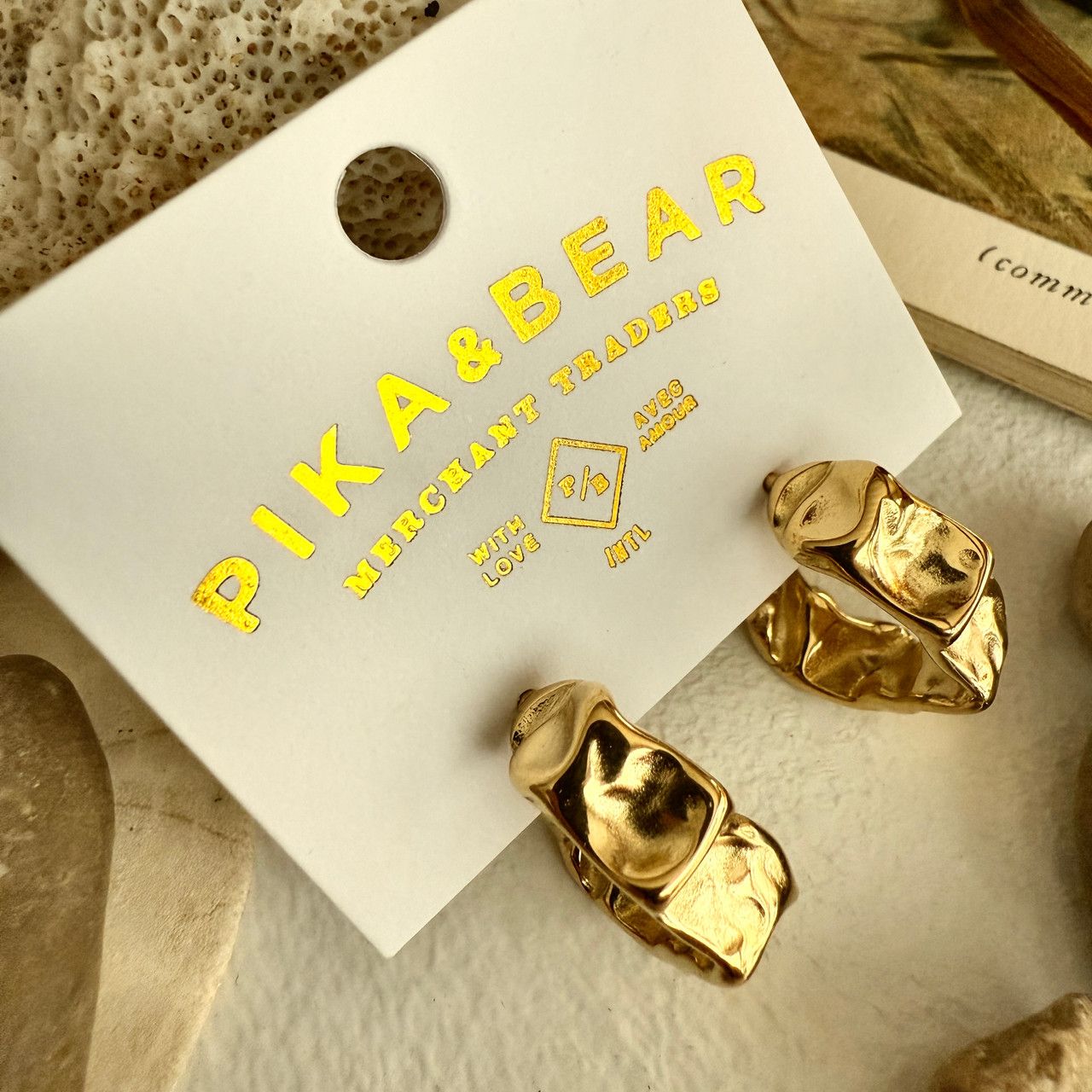 "Wrinkled" Textured Hoop Earrings in Gold