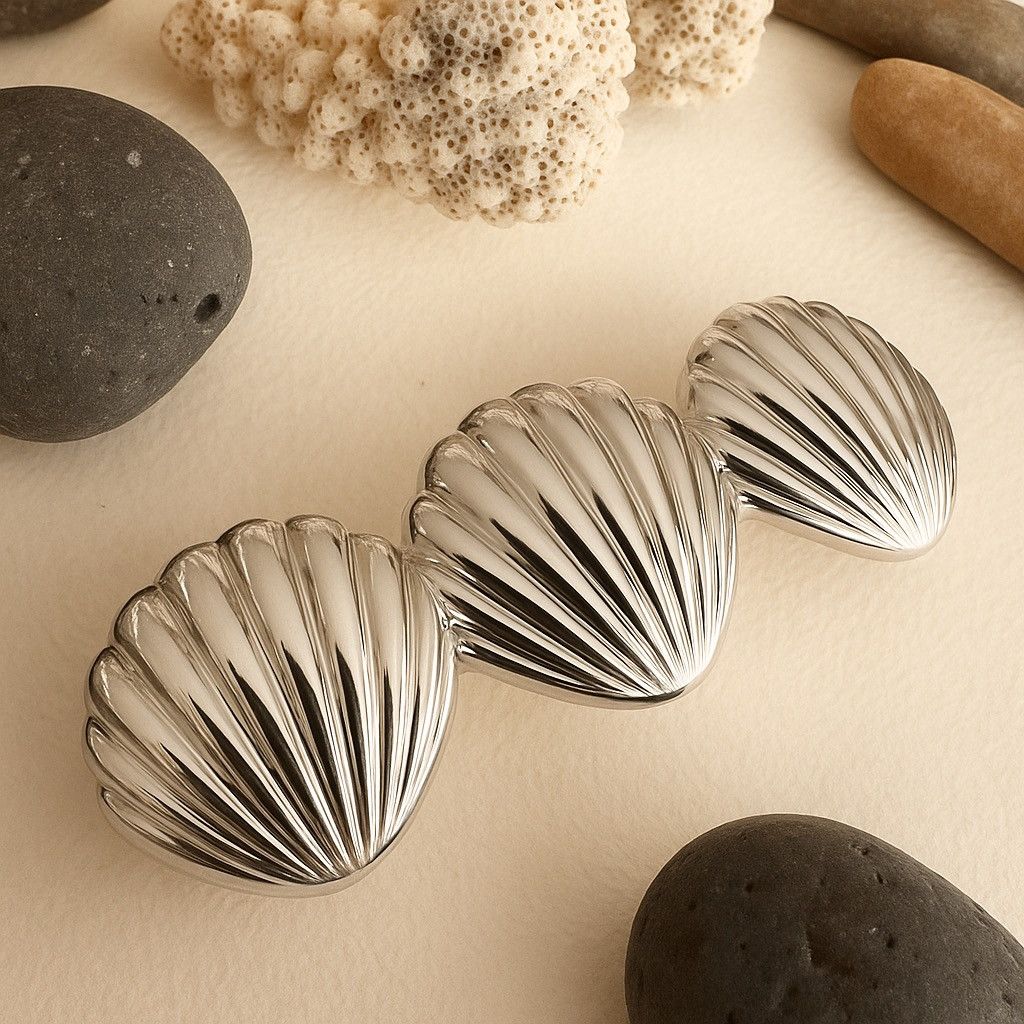 Seashell Hair Clip - Silver