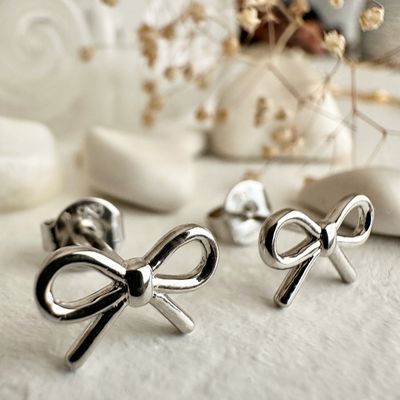 Bow Stud Earring - Silver
