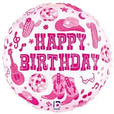 “Happy Birthday” Disco Cowboy Foil Balloon- 18”