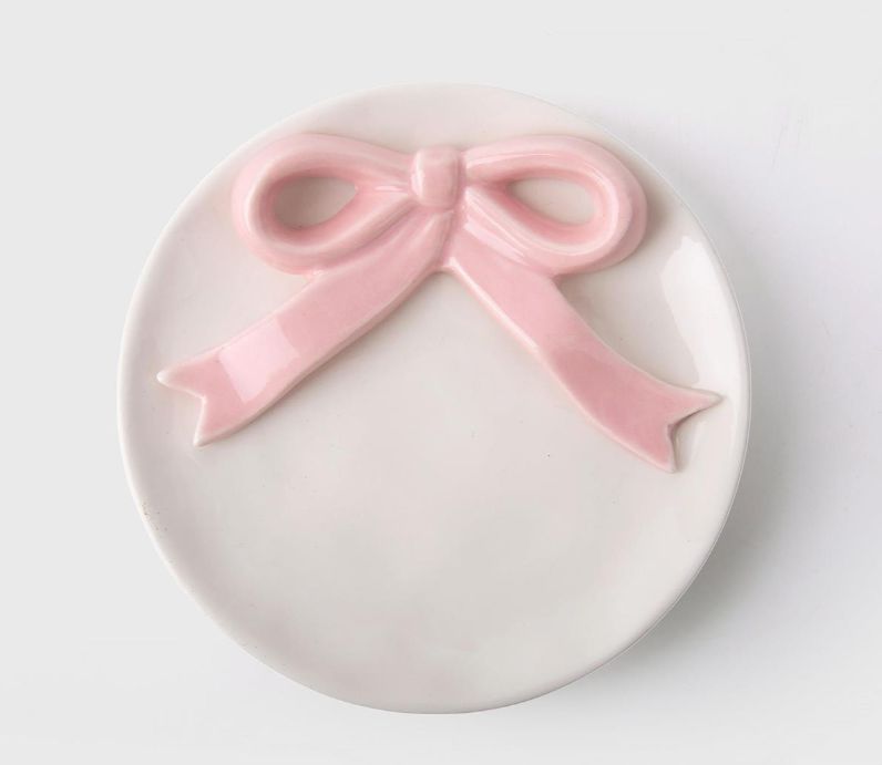 Ceramic Bow Trinket Dish, 5.1"D