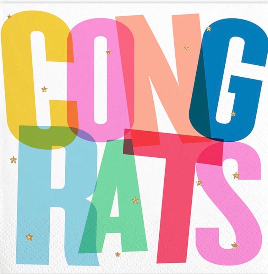 Congrats Beverage Napkins- Multicolour 20 ct