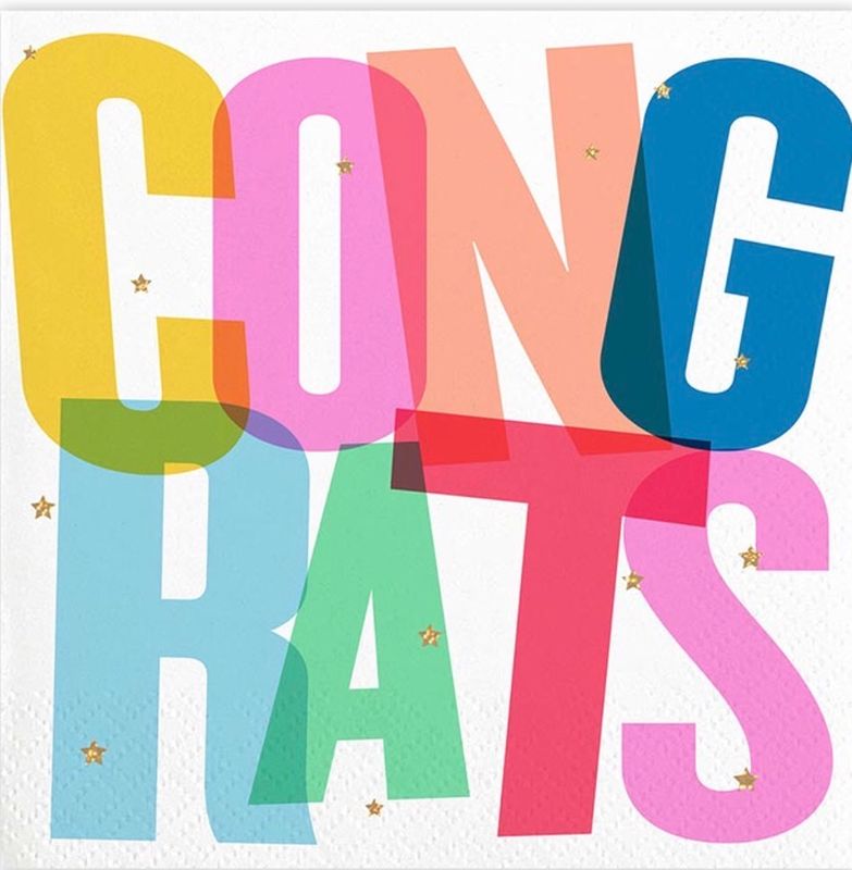 Congrats Beverage Napkins- Multicolour 20 ct