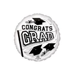 “Congrats Grad” White Foil 18”